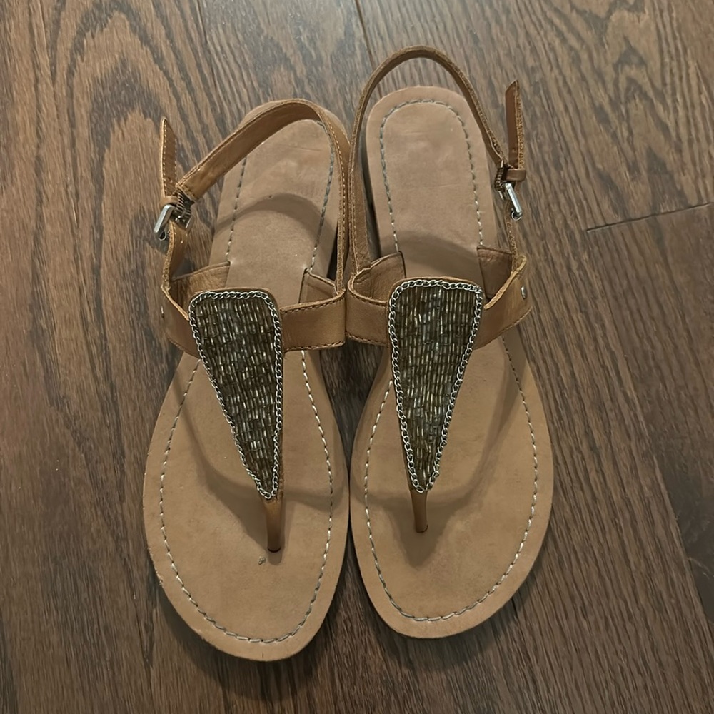 Brown T Sandals